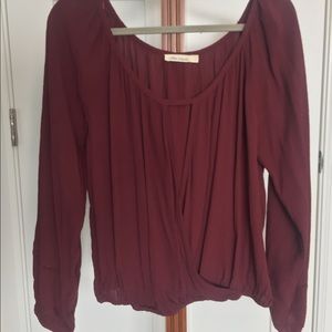 Flowy Maroon Crop Long Sleeve, NWOT
